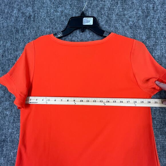 Ann Taylor Shirt Womens Medium Orange Short Sleeve Oversized Drapey Flowey - Picture 6 of 8